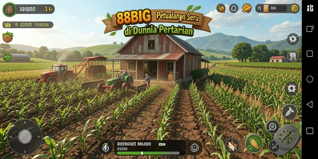 Screenshot utama 88BIG yang menampilkan aktivitas bertani yang seru.