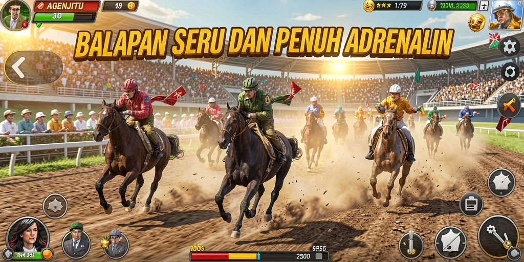 Tangkapan layar gameplay AGENJITU dengan mobil melaju kencang di trek balap.