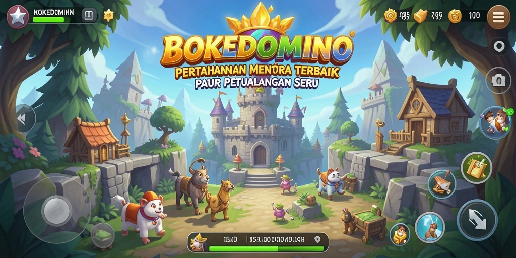 Gameplay BOKEDOMINO menampilkan strategi seru dan menara beragam.