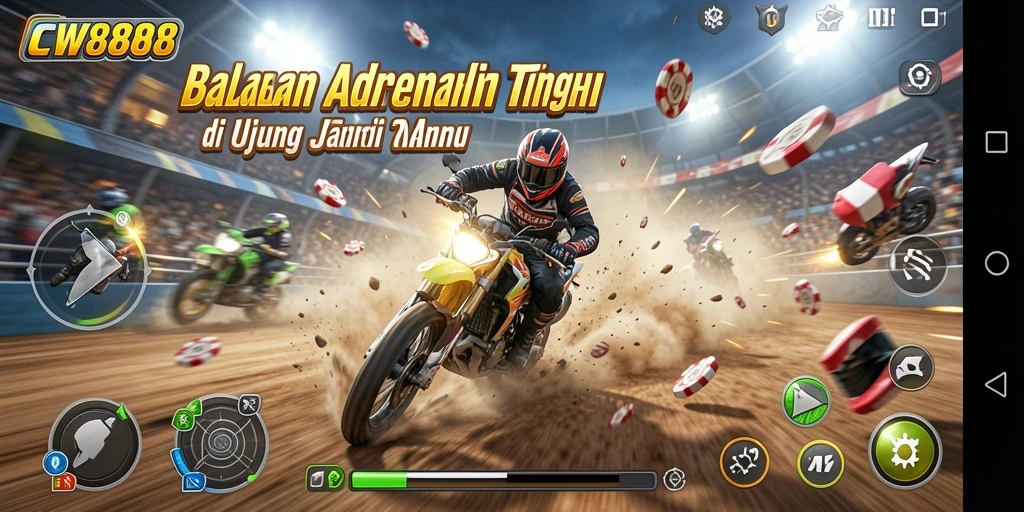 Tangkapan layar menampilkan aksi balapan seru dalam CW8888.