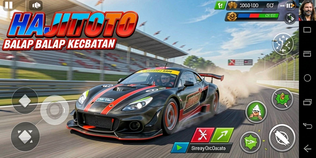 Gameplay seru HAJITOTO dengan aksi balapan cepat.