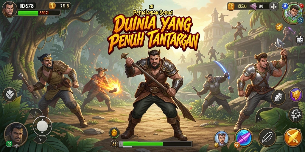 Tangkapan layar utama ID678 menampilkan aksi seru dalam permainan petualangan.