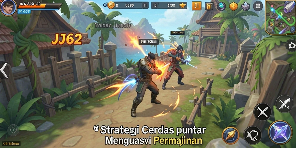 Tampilan layar permainan <strong>JJ62</strong> dengan aksi strategi yang intens.