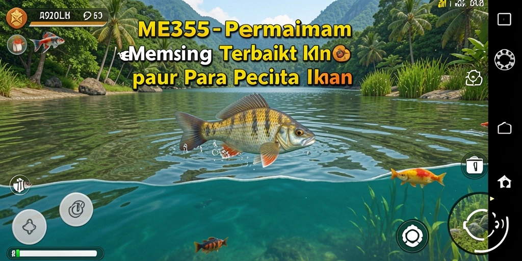 Gameplay ME355 dengan aktivitas memancing yang seru dan menantang.