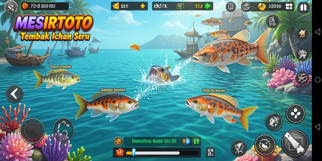 Screenshot gameplay MESIRTOTO yang seru dengan tembak ikan.
