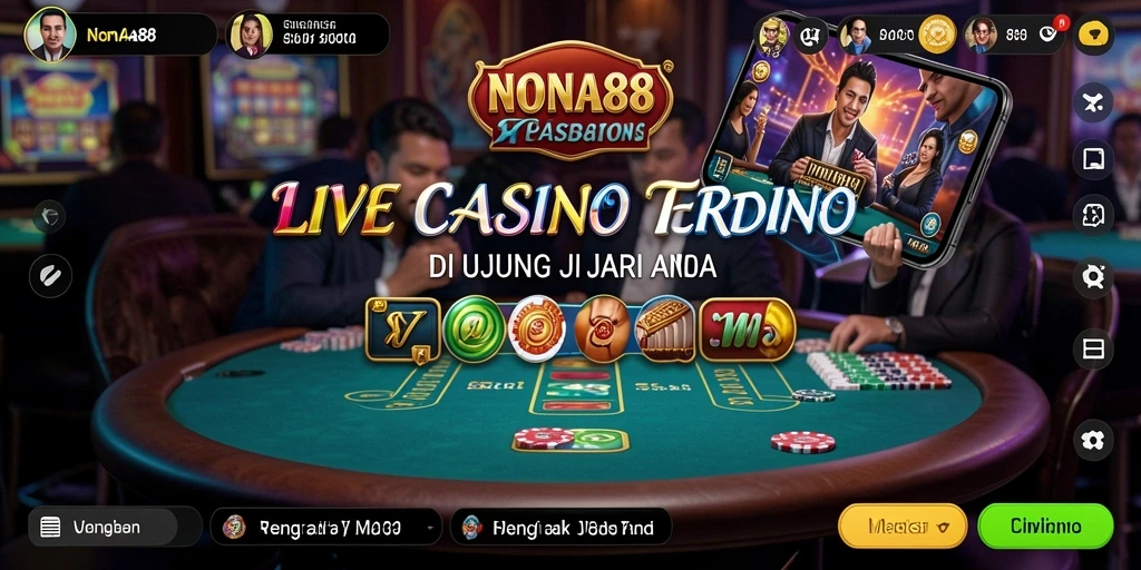 Tampilan gameplay NONA88 dengan dealer dan ruang permainan yang menarik.