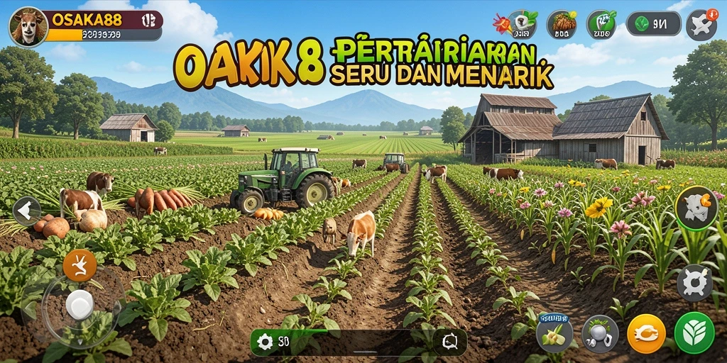Screenshot gameplay OSAKA88 menampilkan kebun yang indah dan tanaman beragam.