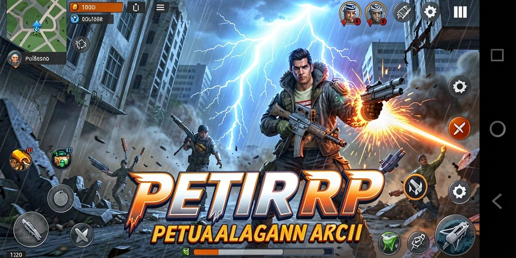 Screenshot gameplay mendebarkan dari PETIRRP dengan aksi yang intens.