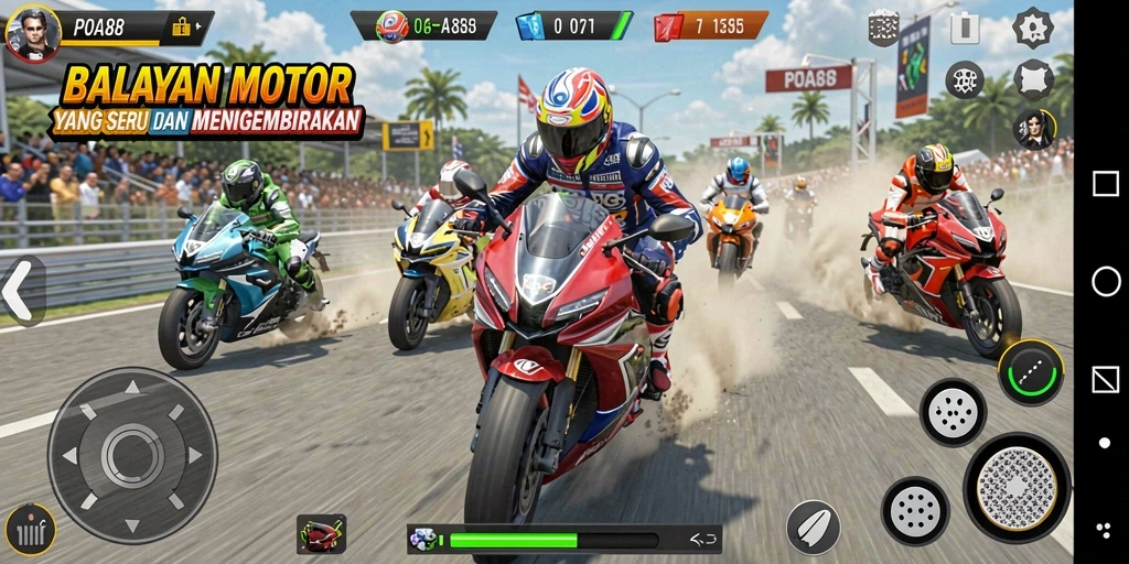 Gameplay POA88 yang penuh aksi dan seru di lintasan balap.