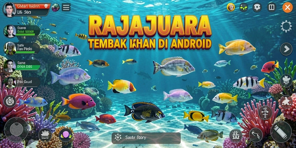 Screenshot gameplay RAJAJUARA menampilkan serunya menembak ikan yang berwarna-warni.