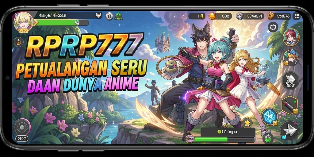 Tampilan gameplay seru dalam RPRP777 yang penuh karakter anime.
