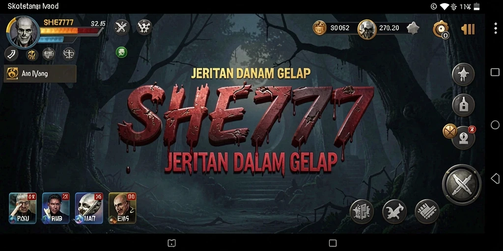 Tampilan gameplay menegangkan di dunia gelap SHE777.