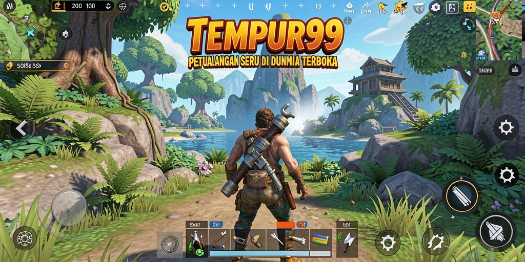 Tangkapan layar dari gameplay TEMPUR99 yang menampilkan dunia terbuka.