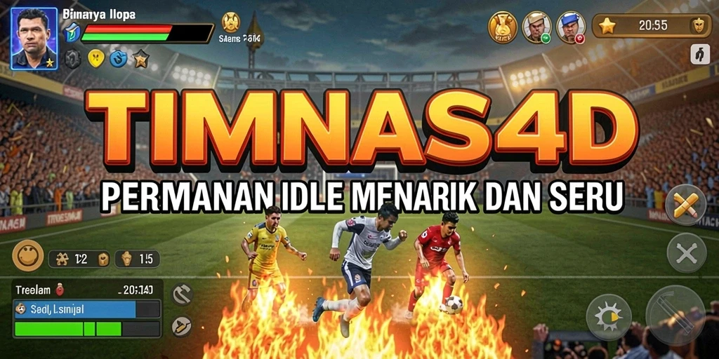 Tampilan gameplay TIMNAS4D dengan karakter idle yang aktif.