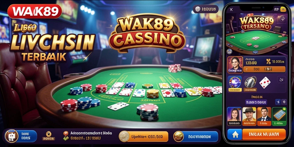 Screenshot menunjukkan dealer langsung dalam permainan WAK89 Live Casino.