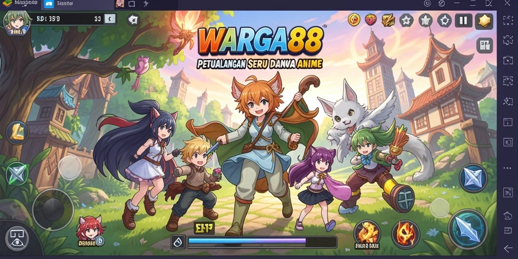 Tampilan gameplay seru dari <strong>WARGA88</strong> yang menampilkan aksi karakter anime.